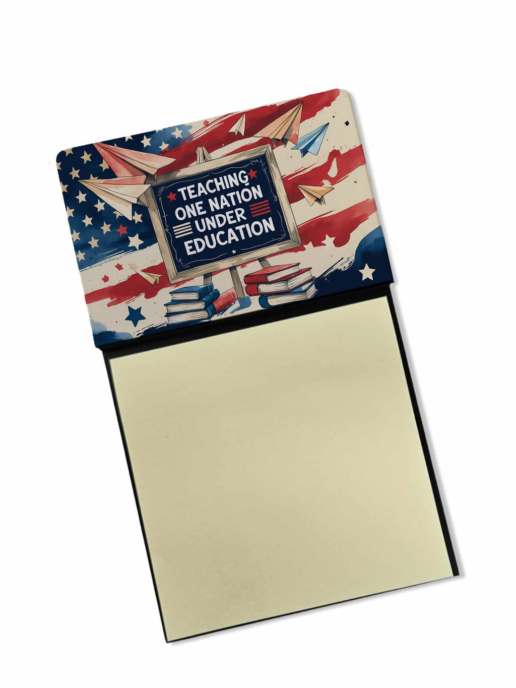 Teaching One Nation Under Education Funny Sticky Note Holder for Teacher's Gift Refillable with 3x3 Notes