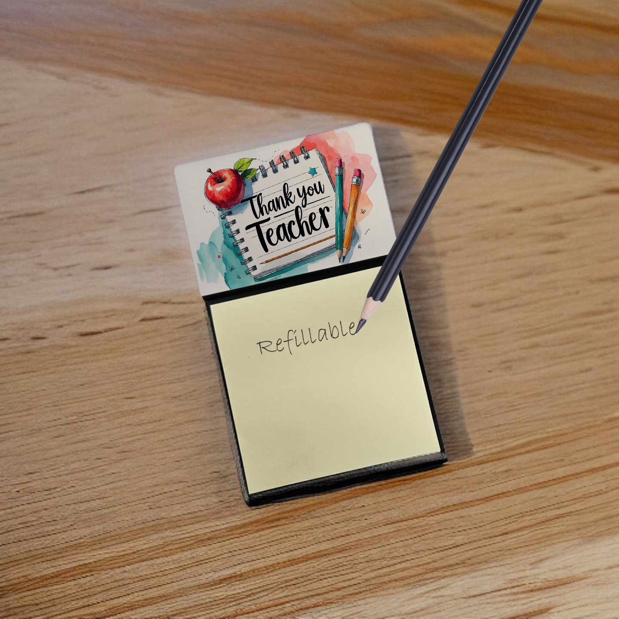 Thank You Teacher Funny Sticky Note Holder for Teacher's Gift Refillable with 3x3 Notes