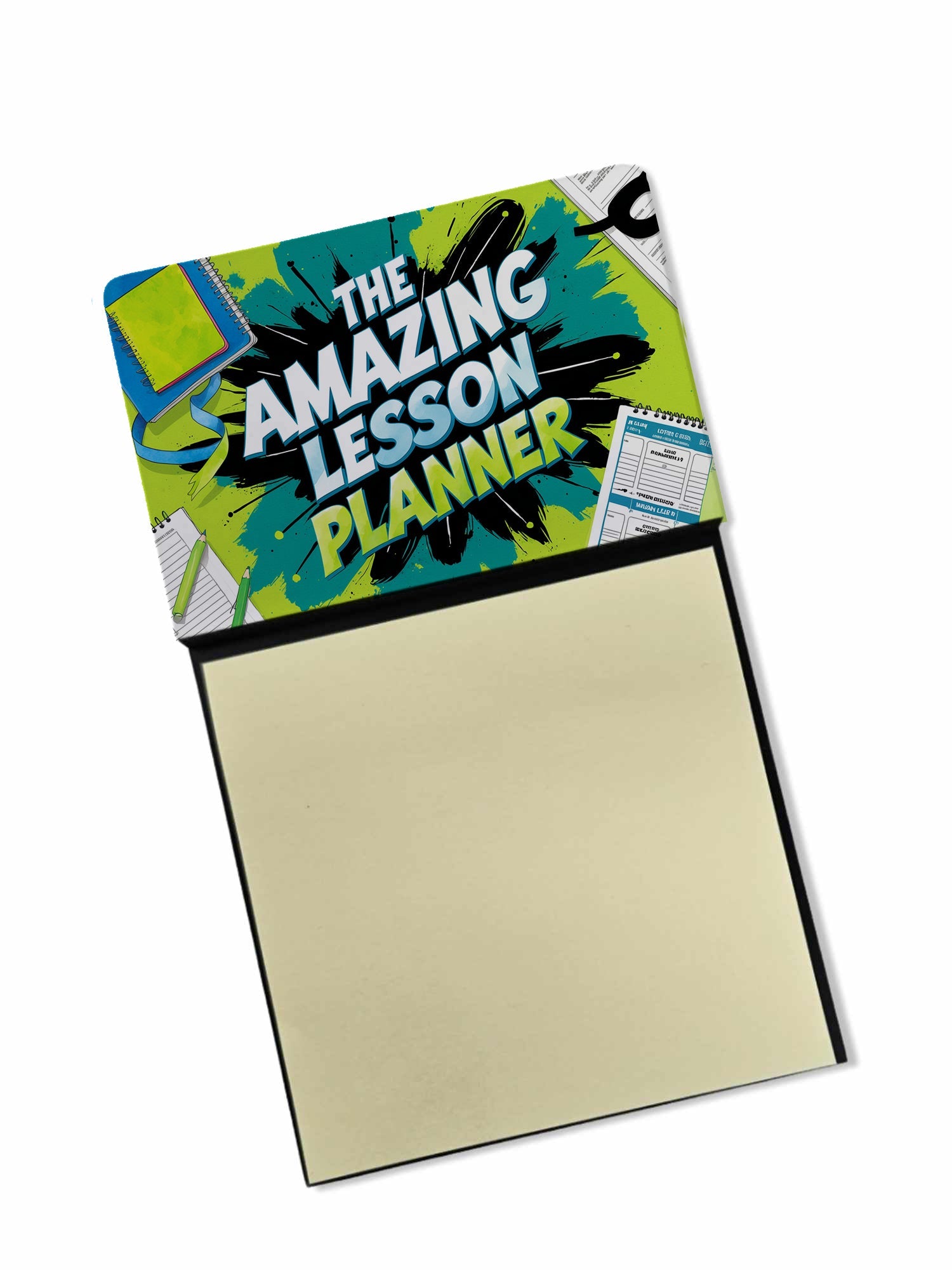 The Amazing Lesson Planner Funny Sticky Note Holder for Teacher's Gift Refillable with 3x3 Notes