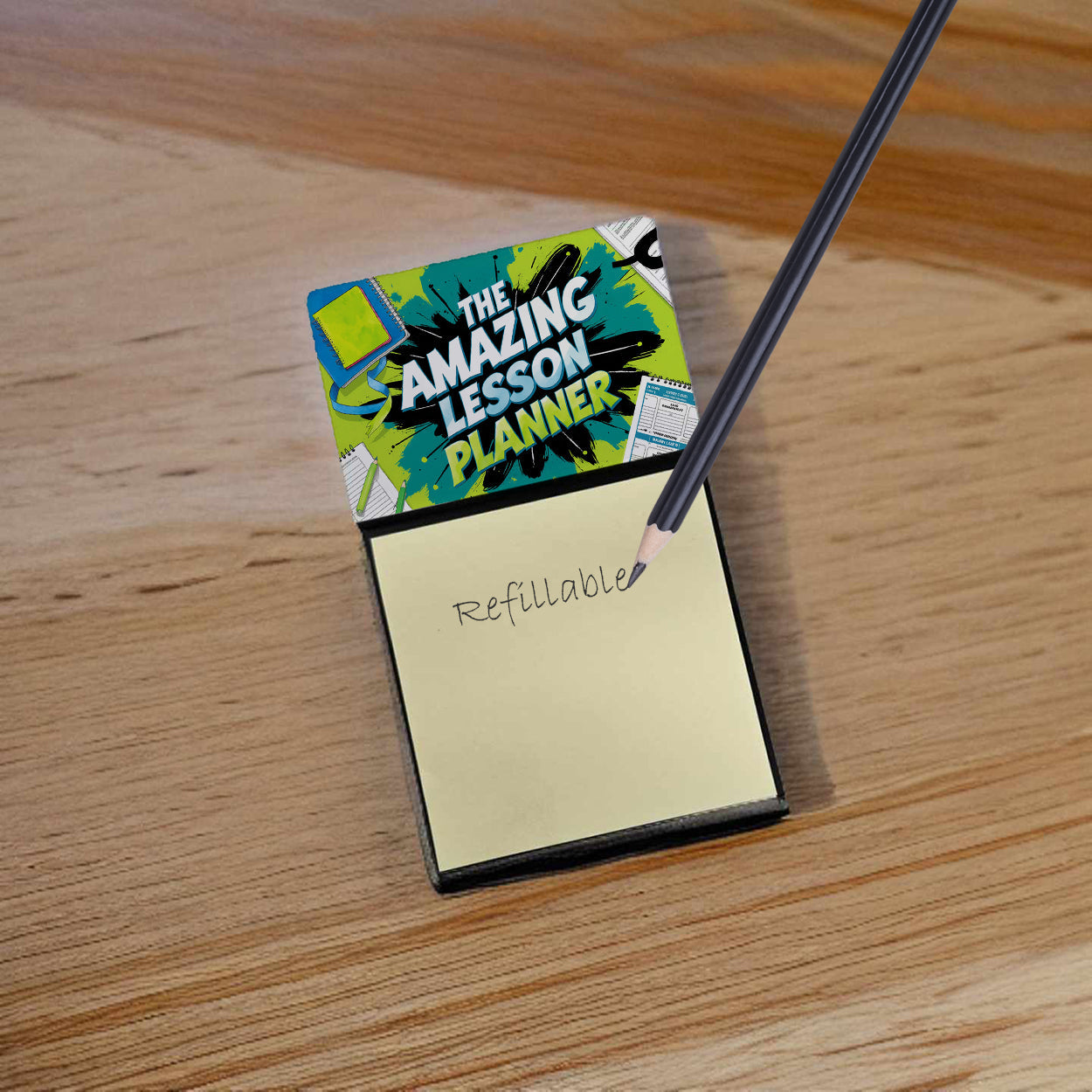 The Amazing Lesson Planner Funny Sticky Note Holder for Teacher's Gift Refillable with 3x3 Notes