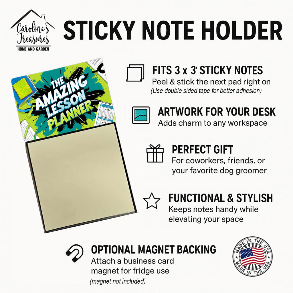 The Amazing Lesson Planner Funny Sticky Note Holder for Teacher's Gift Refillable with 3x3 Notes