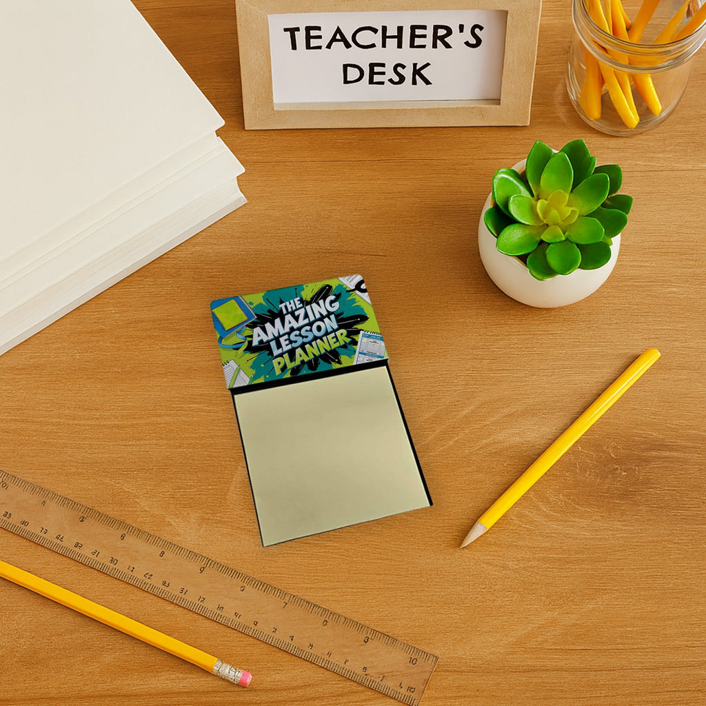 The Amazing Lesson Planner Funny Sticky Note Holder for Teacher's Gift Refillable with 3x3 Notes