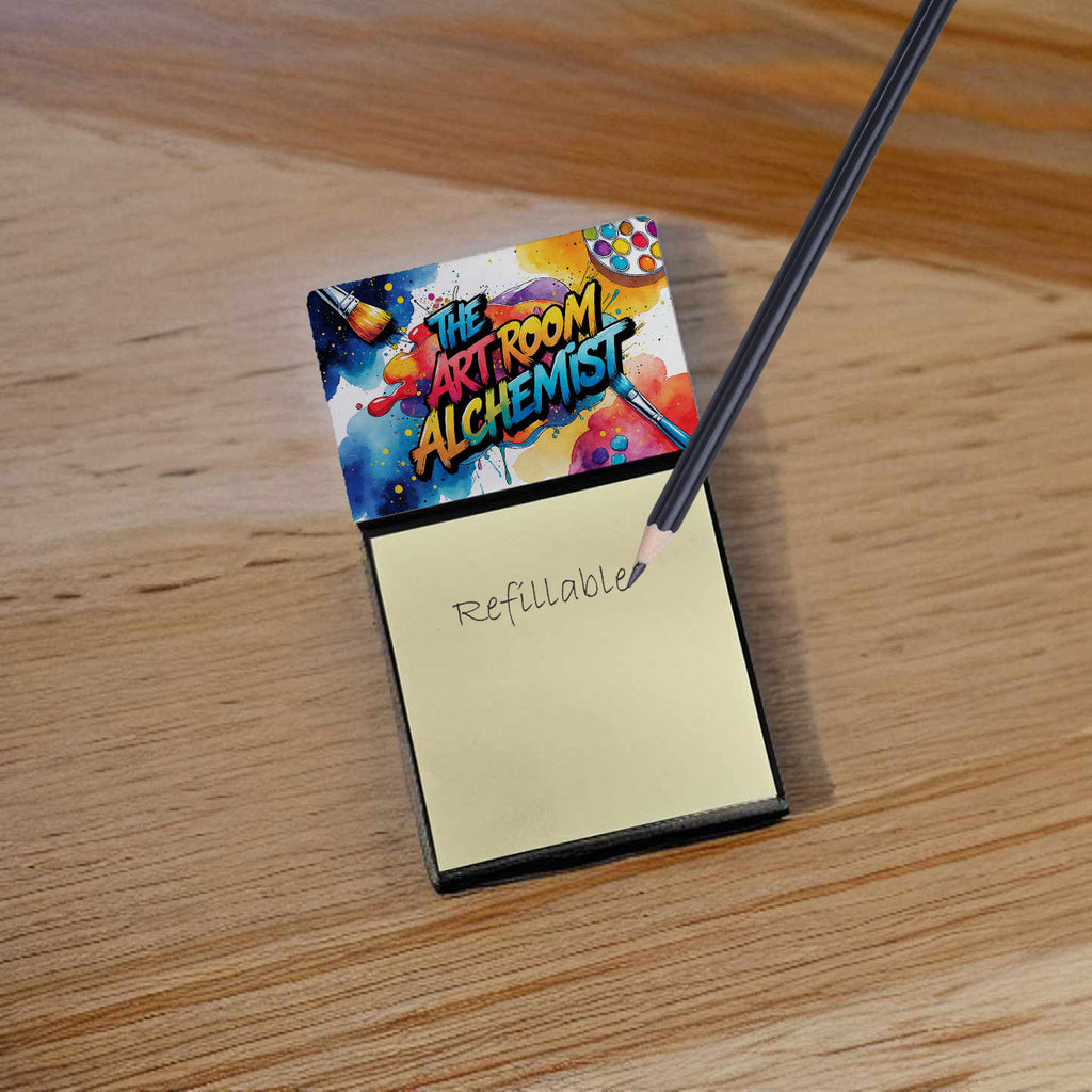 The Art Room Alchemist Funny Sticky Note Holder for Teacher's Gift Refillable with 3x3 Notes