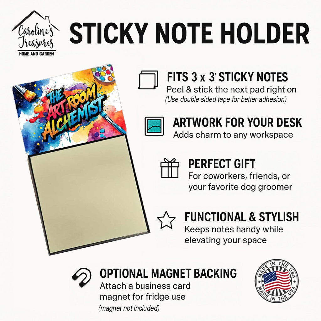 The Art Room Alchemist Funny Sticky Note Holder for Teacher's Gift Refillable with 3x3 Notes