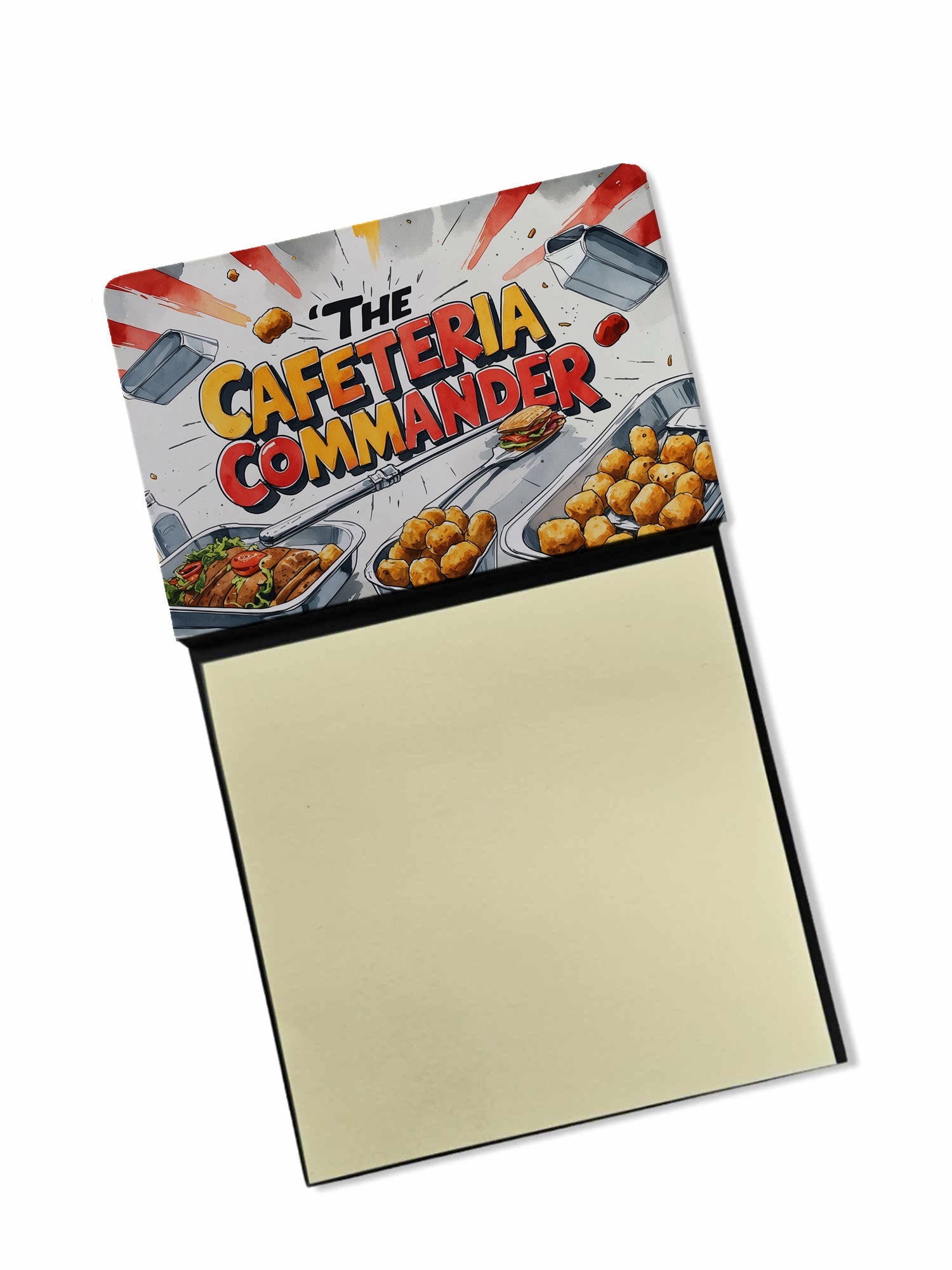 The Cafeteria Commander Funny Sticky Note Holder for Teacher's Gift Refillable with 3x3 Notes
