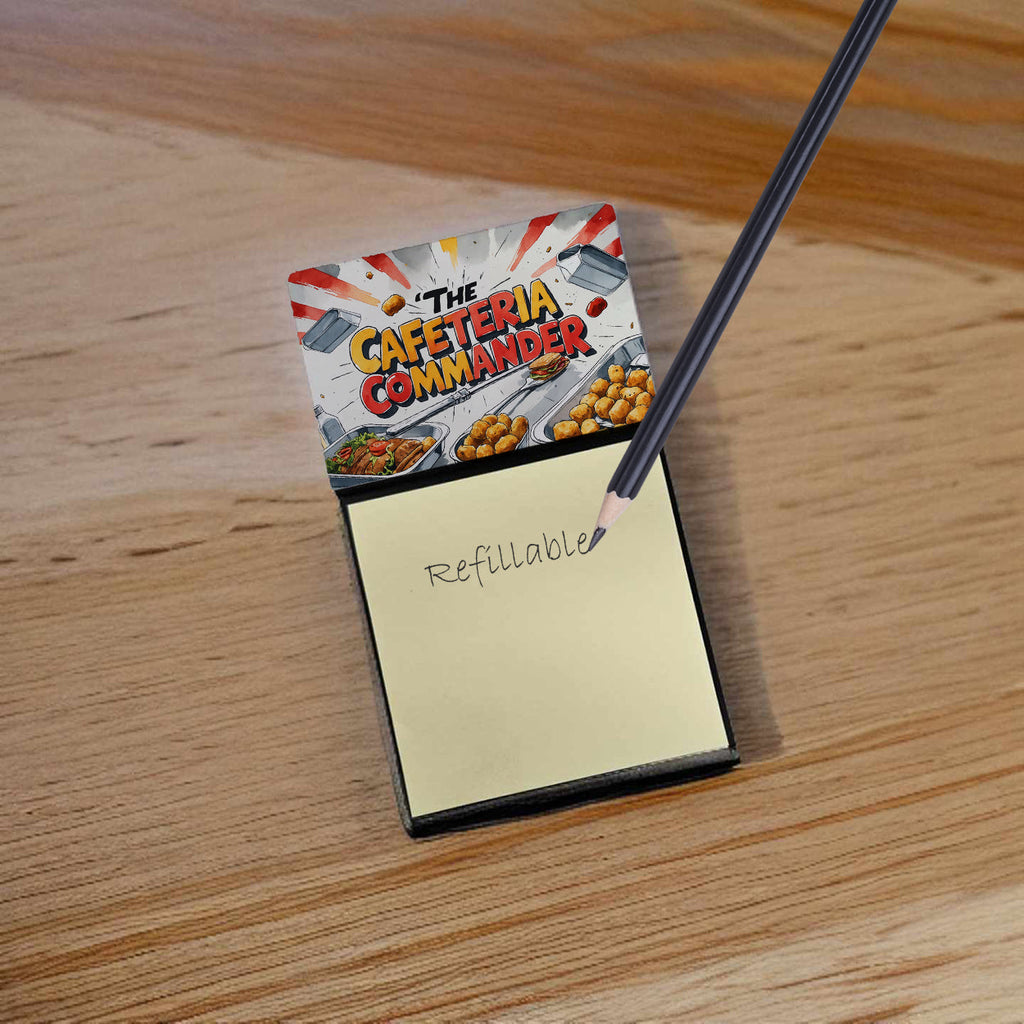 The Cafeteria Commander Funny Sticky Note Holder for Teacher's Gift Refillable with 3x3 Notes