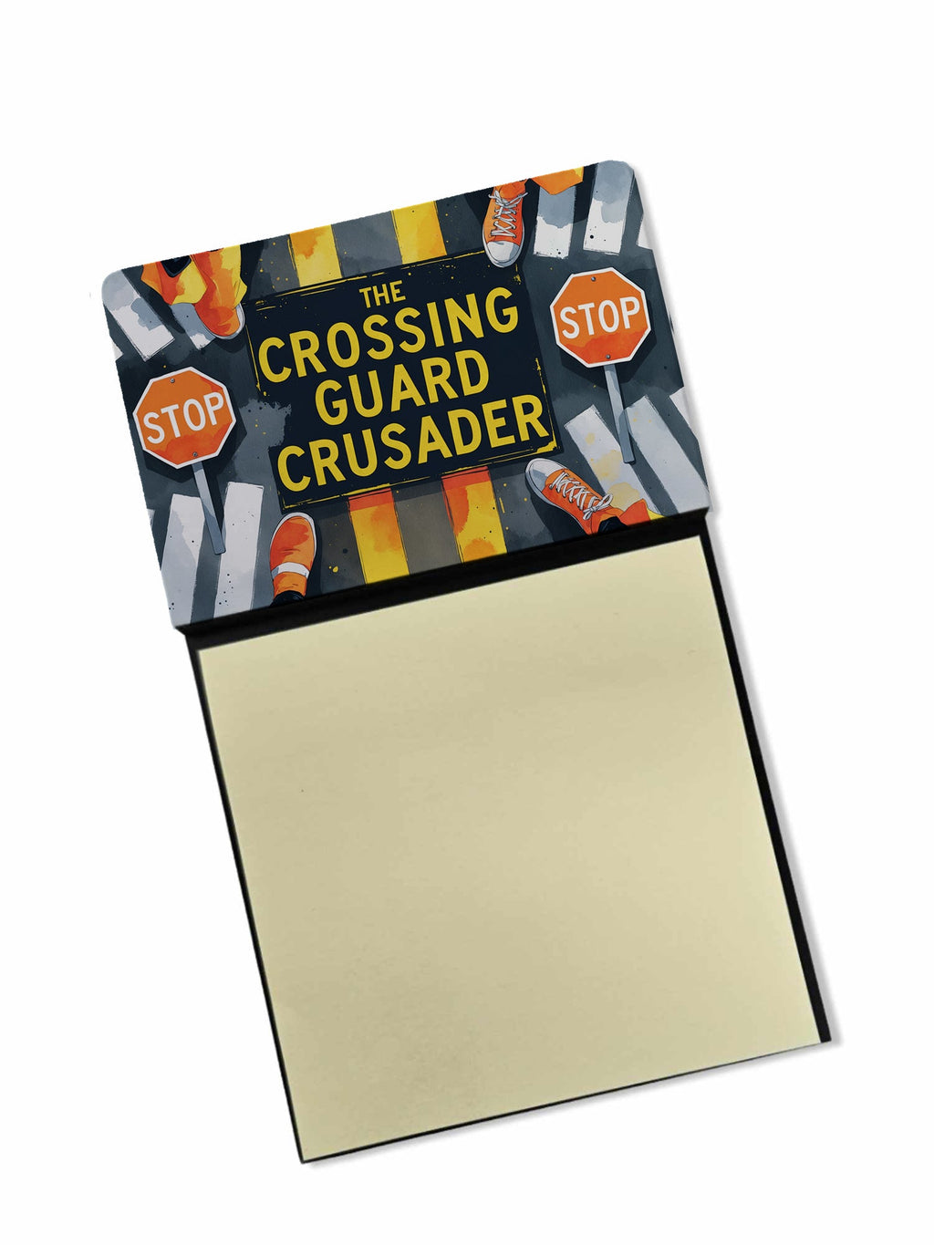 The Crossing Guard Crusader Funny Sticky Note Holder for Teacher's Gift Refillable with 3x3 Notes