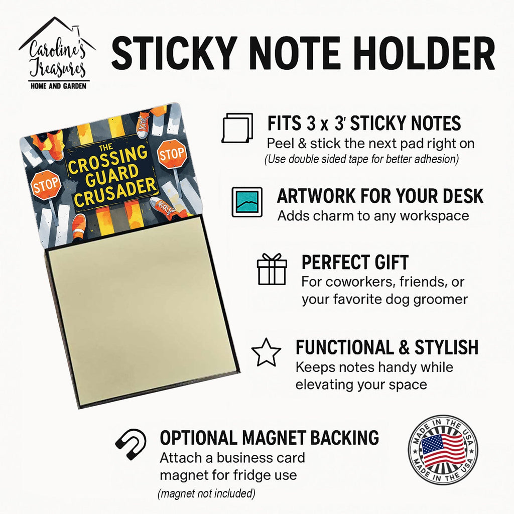 The Crossing Guard Crusader Funny Sticky Note Holder for Teacher's Gift Refillable with 3x3 Notes
