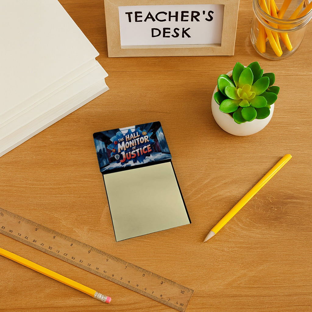 The Hall Monitor of Justice Funny Sticky Note Holder for Teacher's Gift Refillable with 3x3 Notes