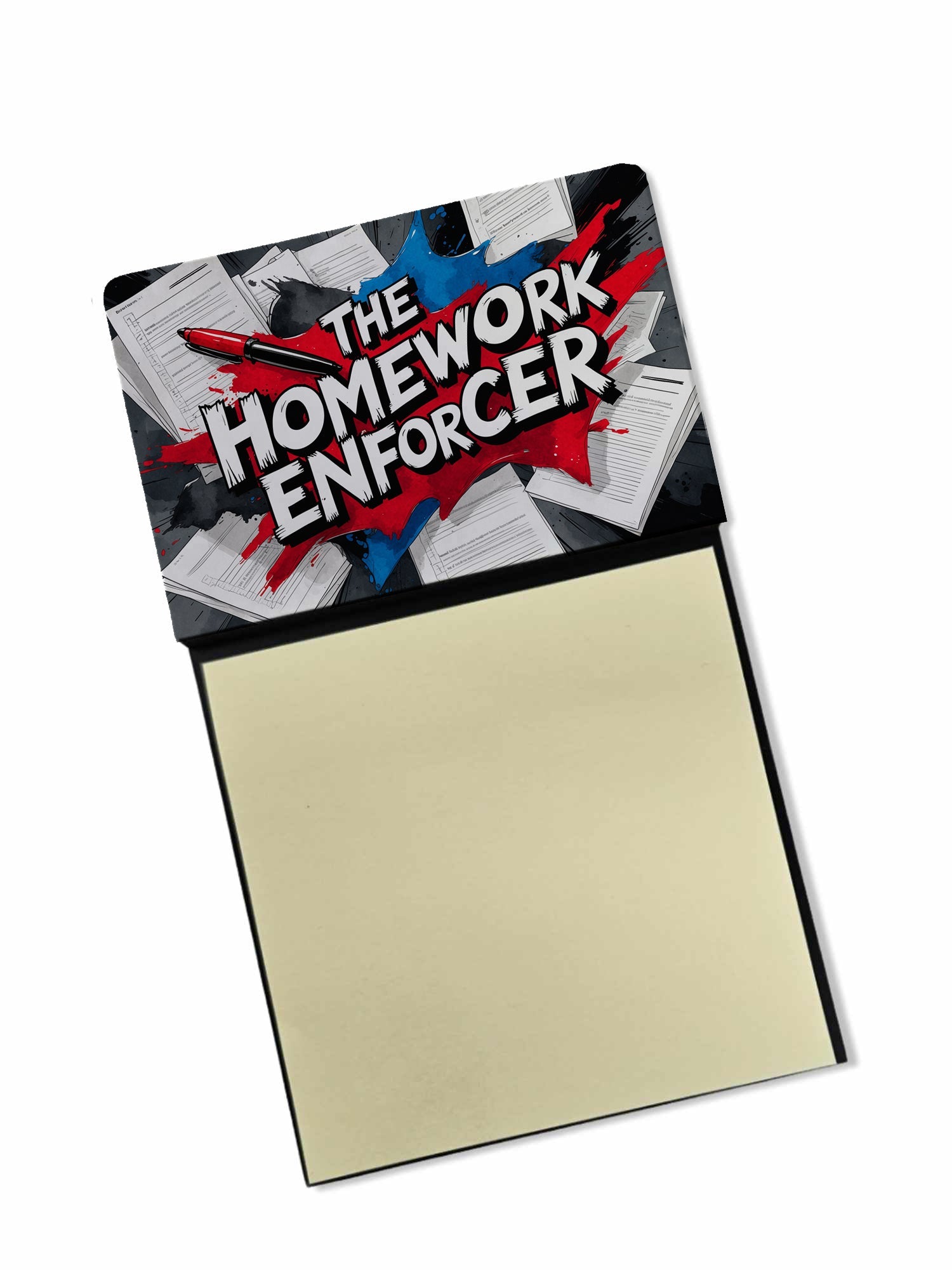 The Homework Enforcer Funny Sticky Note Holder for Teacher's Gift Refillable with 3x3 Notes