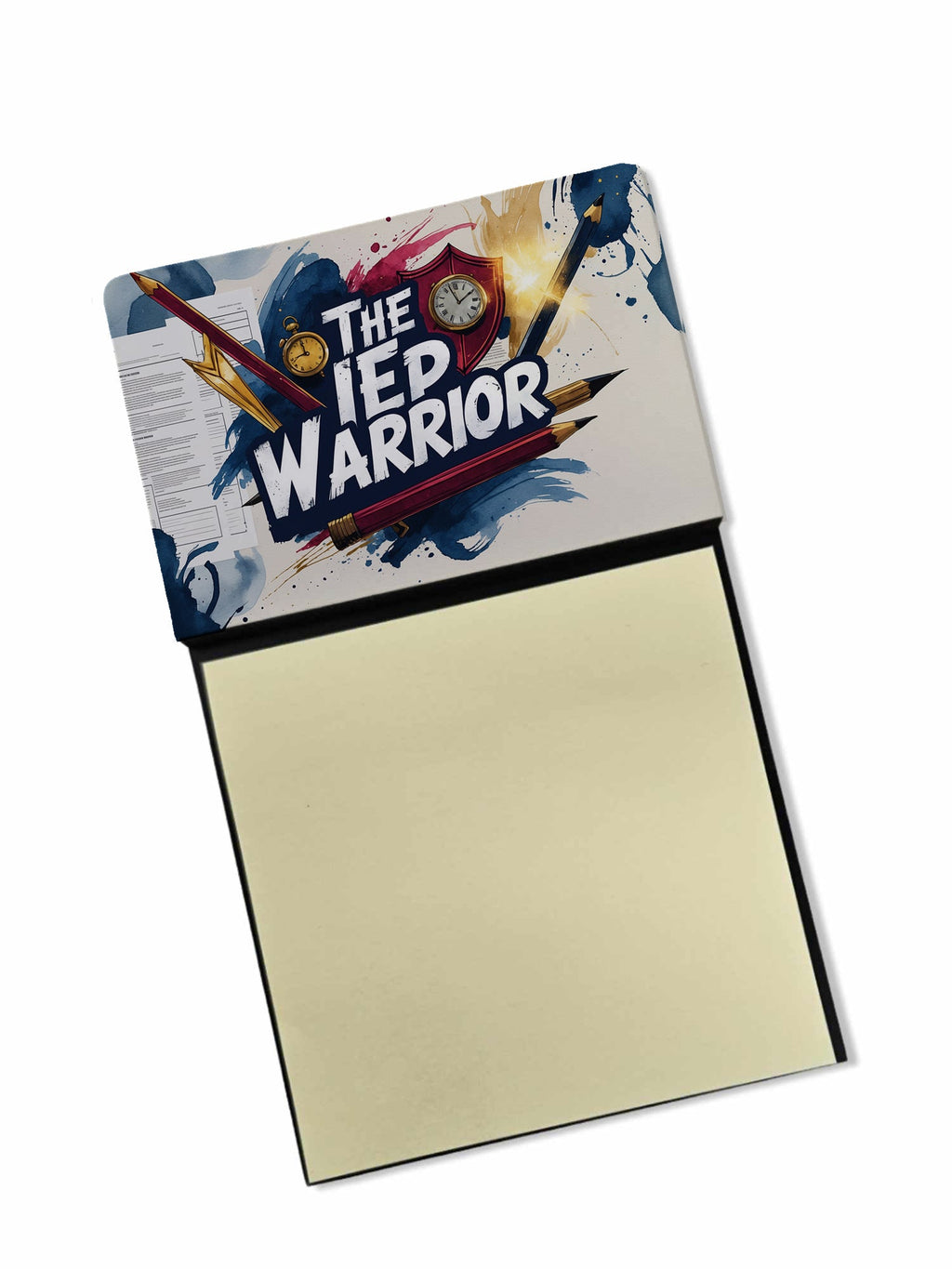 The IEP Warrior Funny Sticky Note Holder for Teacher's Gift Refillable with 3x3 Notes