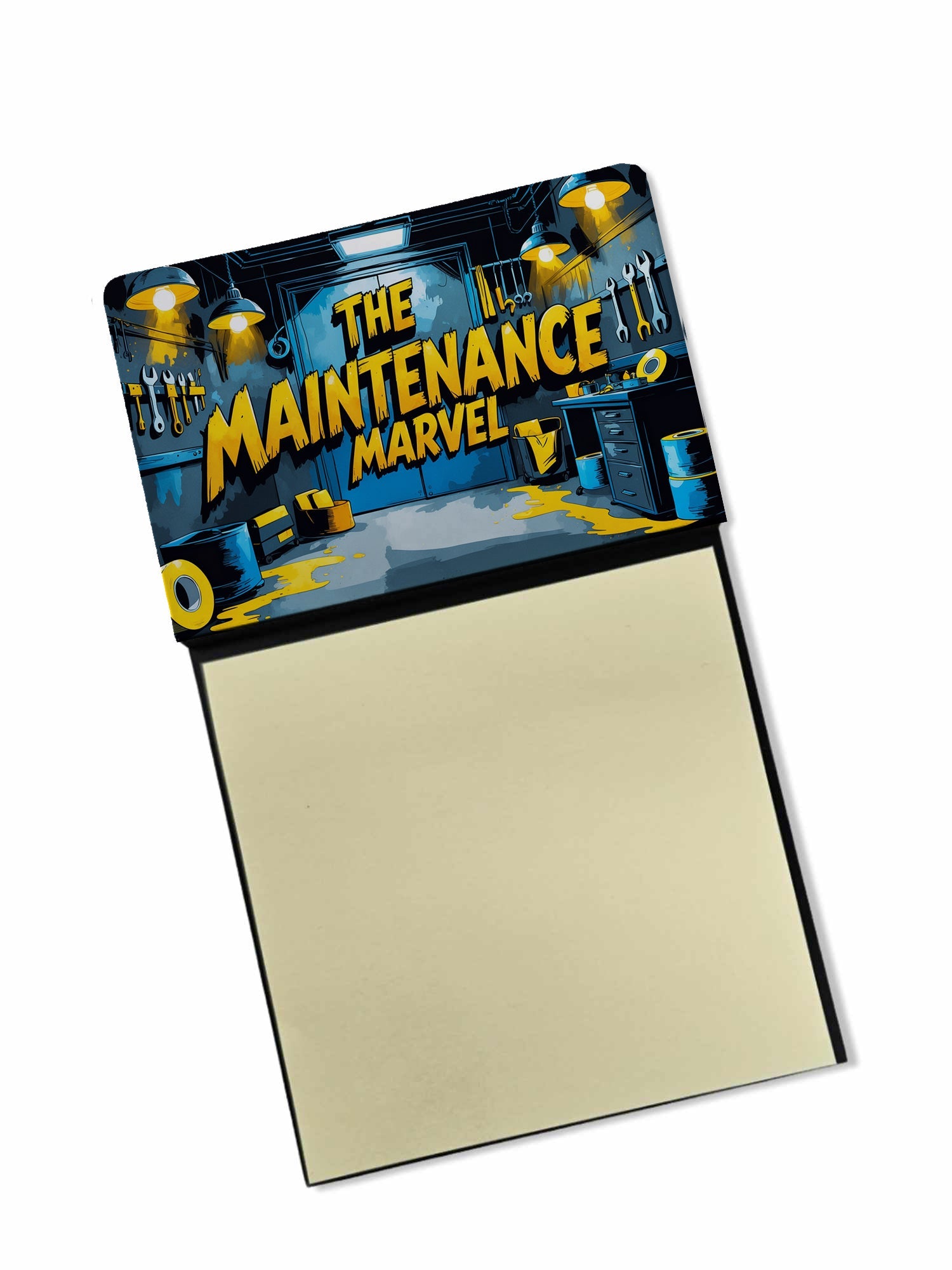 The Maintenance Marvel Funny Sticky Note Holder for Teacher's Gift Refillable with 3x3 Notes
