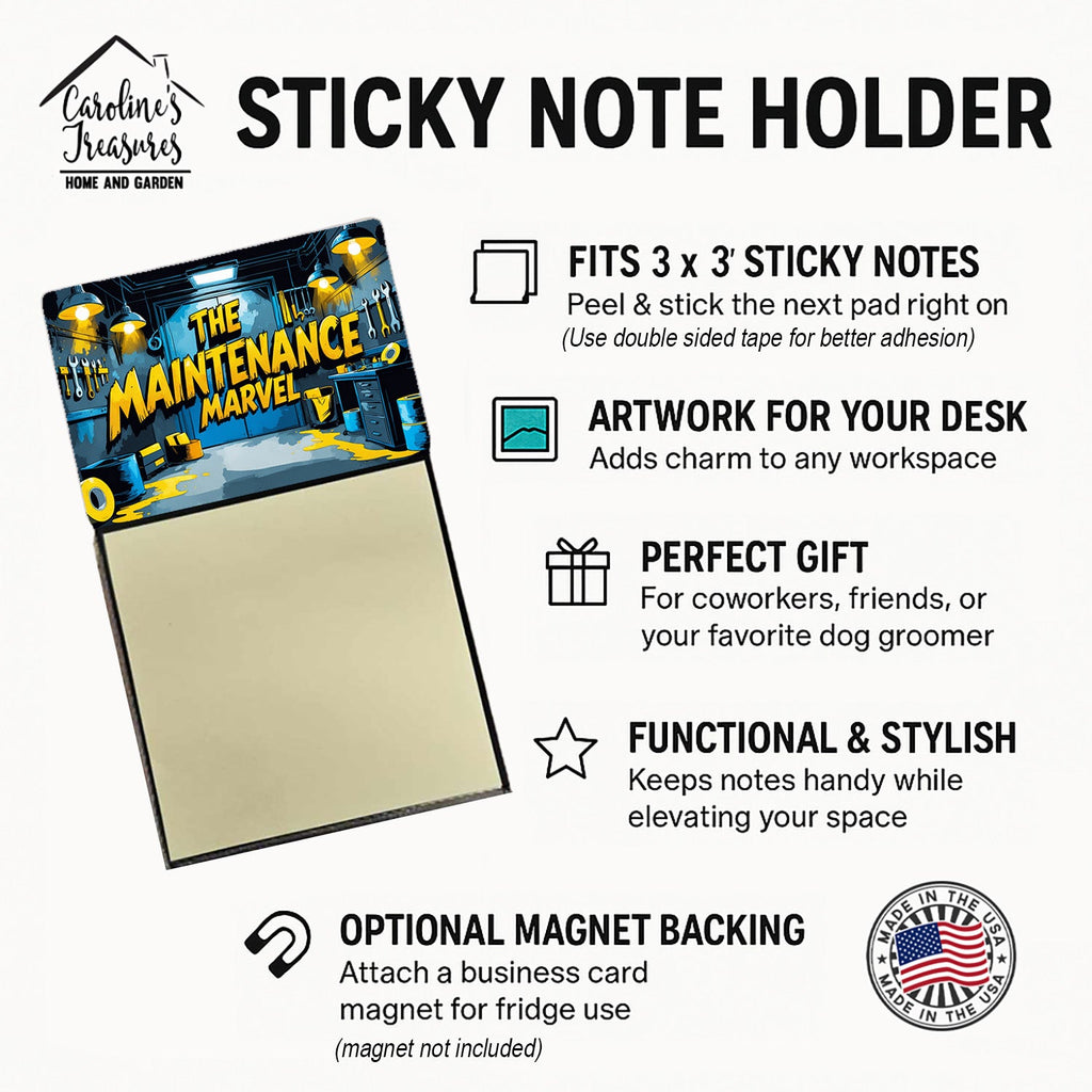 The Maintenance Marvel Funny Sticky Note Holder for Teacher's Gift Refillable with 3x3 Notes