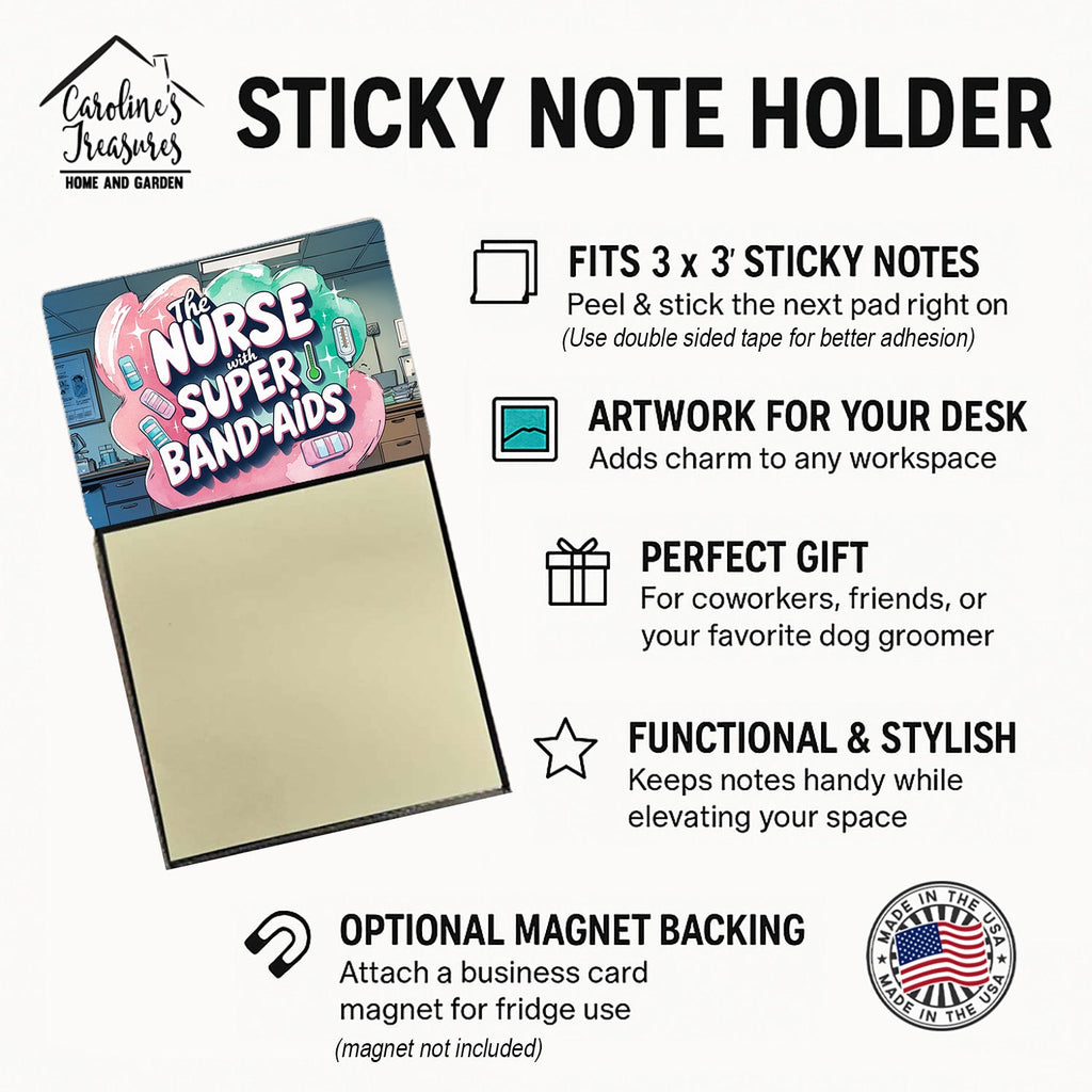 The Nurse with Super Band-Aids Funny Sticky Note Holder for Teacher's Gift Refillable with 3x3 Notes