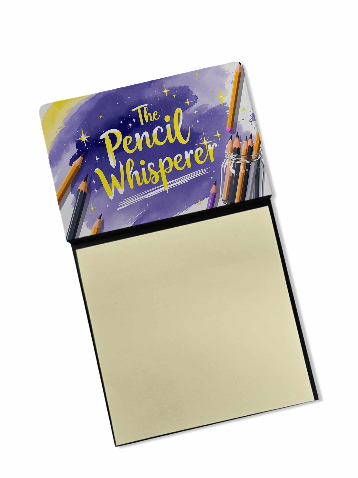 The Pencil Whisperer Funny Sticky Note Holder for Teacher's Gift Refillable with 3x3 Notes