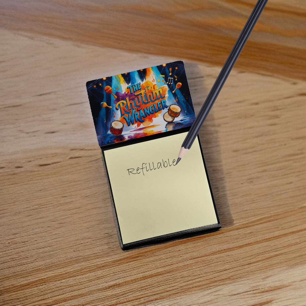 The Rhythm Wrangler Funny Sticky Note Holder for Teacher's Gift Refillable with 3x3 Notes