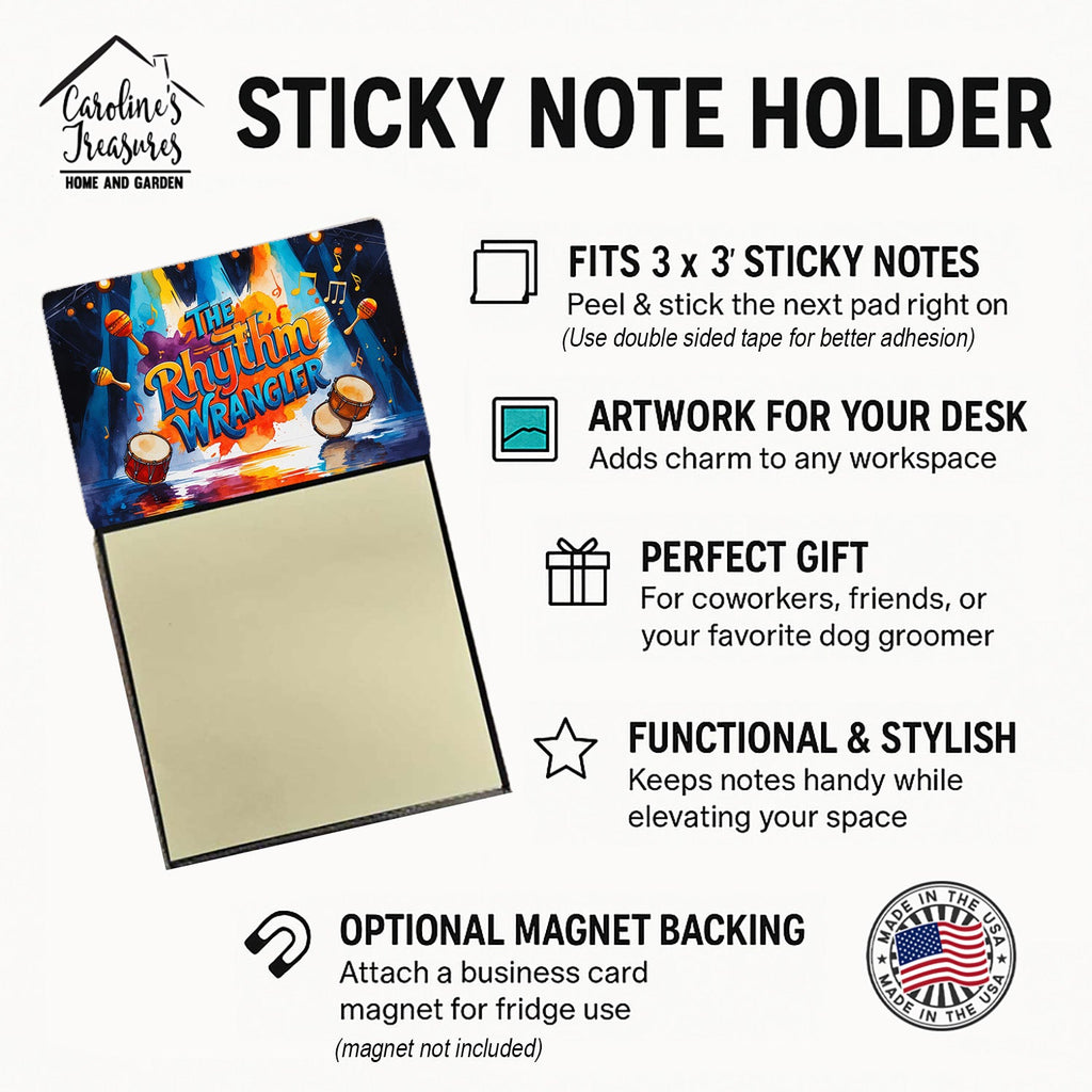 The Rhythm Wrangler Funny Sticky Note Holder for Teacher's Gift Refillable with 3x3 Notes