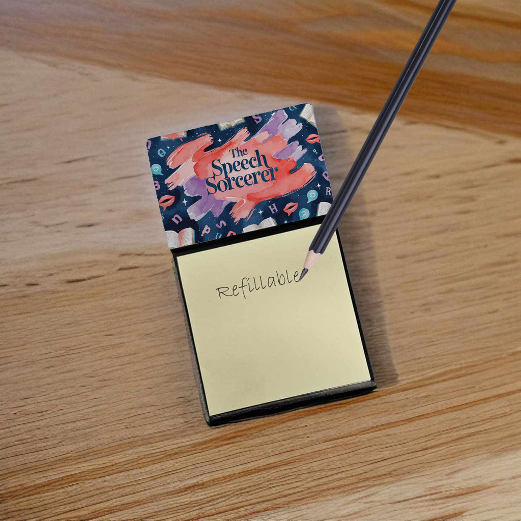 The Speech Sorcerer Funny Sticky Note Holder for Teacher's Gift Refillable with 3x3 Notes