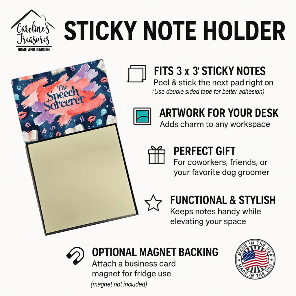 The Speech Sorcerer Funny Sticky Note Holder for Teacher's Gift Refillable with 3x3 Notes