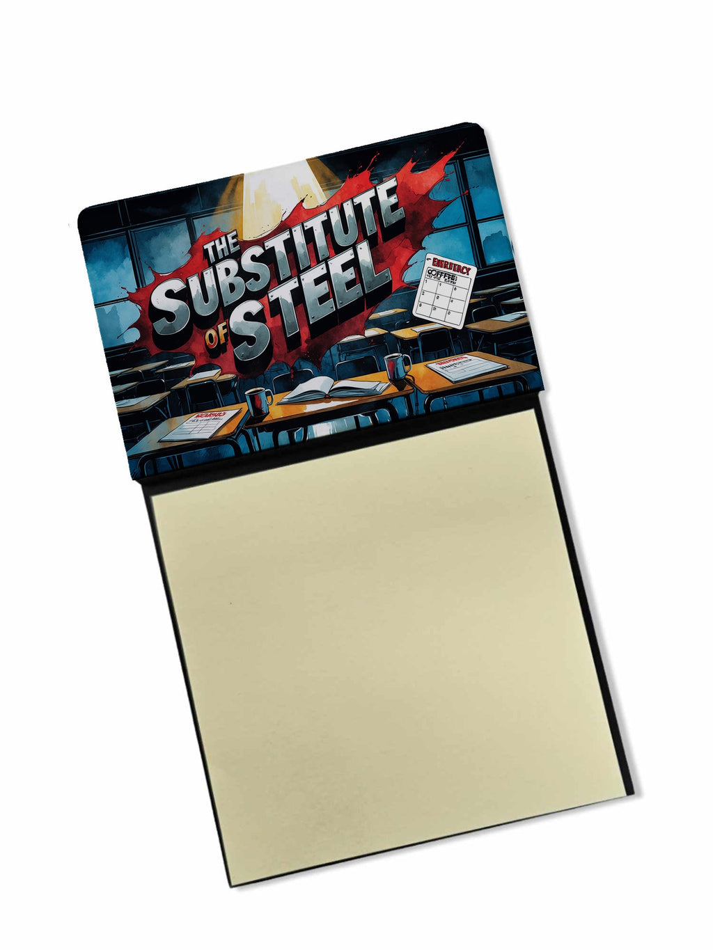 The Substitute of Steel Funny Sticky Note Holder for Teacher's Gift Refillable with 3x3 Notes