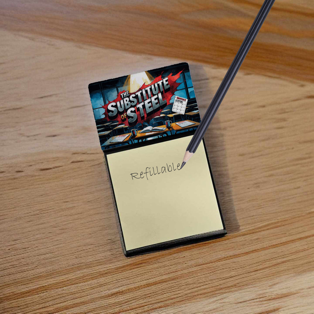 The Substitute of Steel Funny Sticky Note Holder for Teacher's Gift Refillable with 3x3 Notes