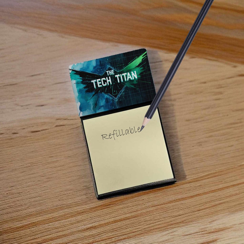 The Tech Titan Funny Sticky Note Holder for Teacher's Gift Refillable with 3x3 Notes