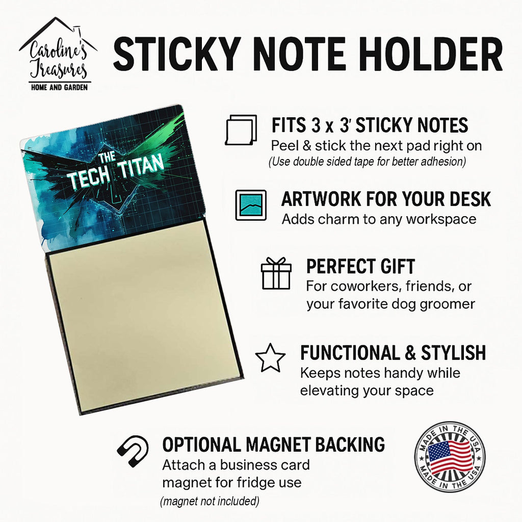 The Tech Titan Funny Sticky Note Holder for Teacher's Gift Refillable with 3x3 Notes