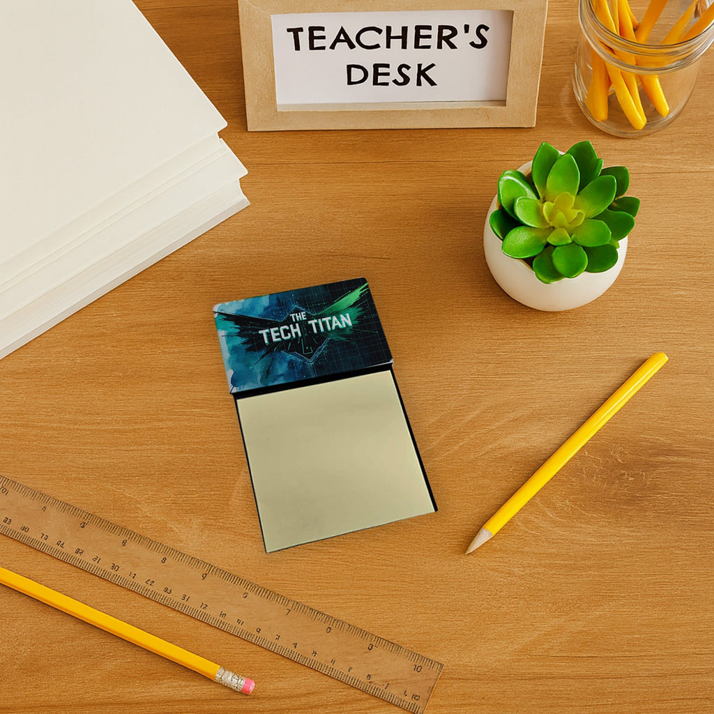The Tech Titan Funny Sticky Note Holder for Teacher's Gift Refillable with 3x3 Notes
