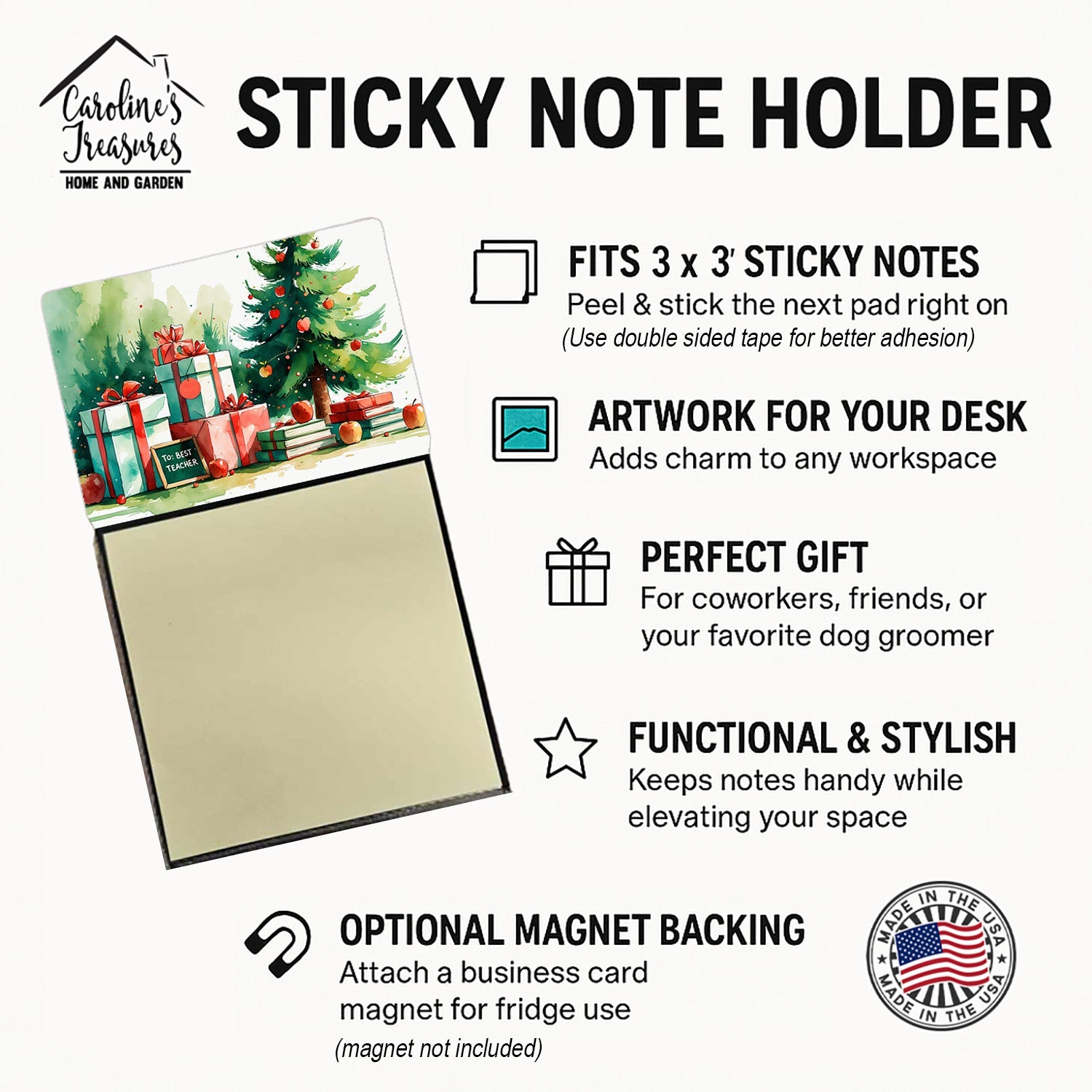 To Best Teacher Funny Sticky Note Holder for Teacher's Gift Refillable with 3x3 Notes