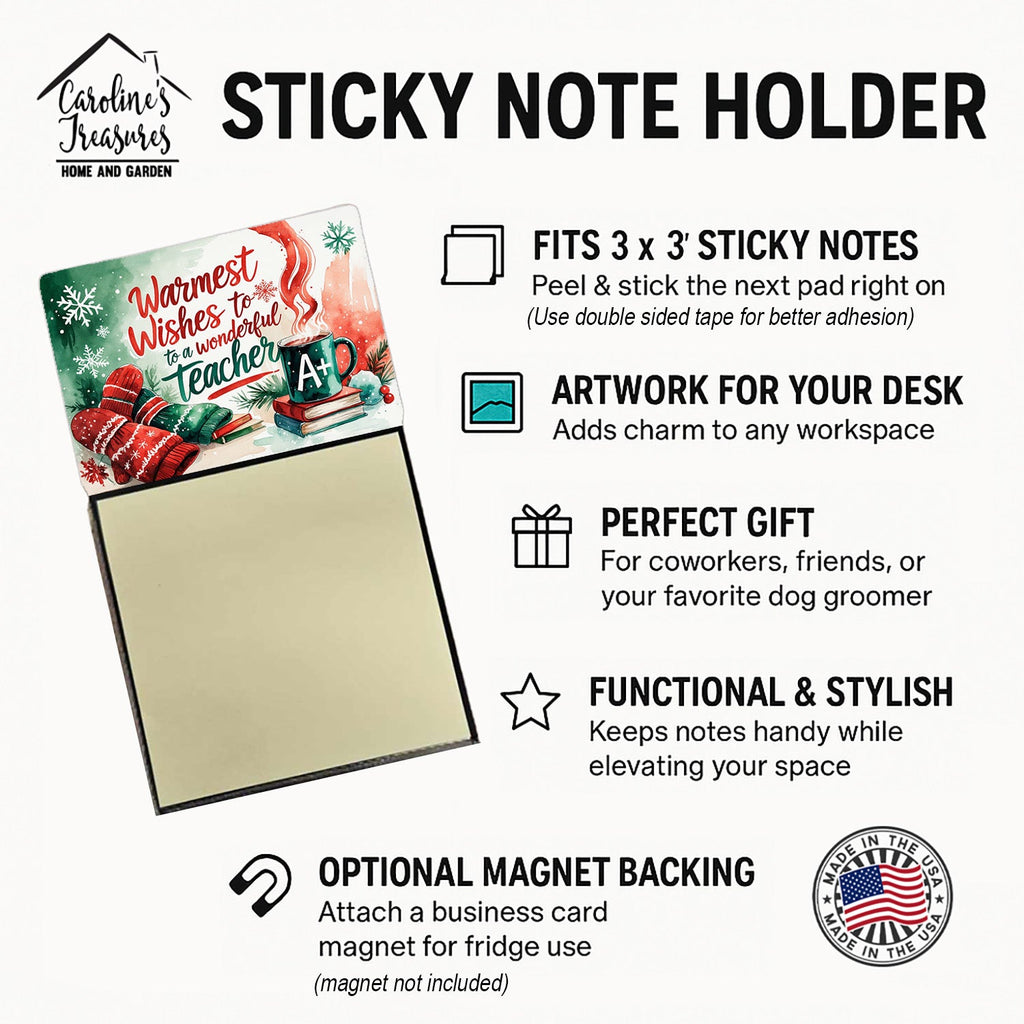 Warmest Wishes to a Wonderful Teacher Funny Sticky Note Holder for Teacher's Gift Refillable with 3x3 Notes
