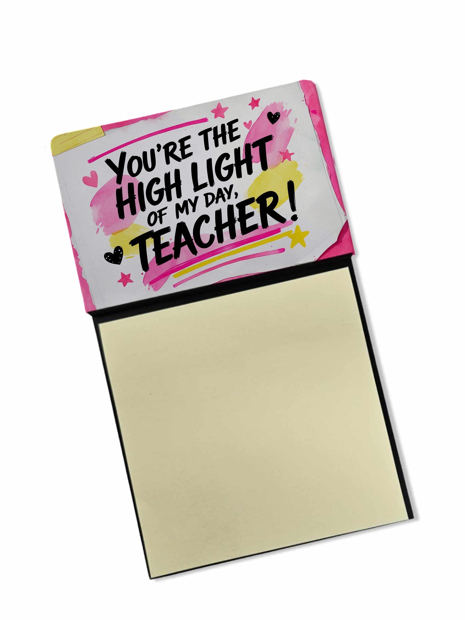 You're the Highlight of My Day, Teacher Funny Sticky Note Holder for Teacher's Gift Refillable with 3x3 Notes