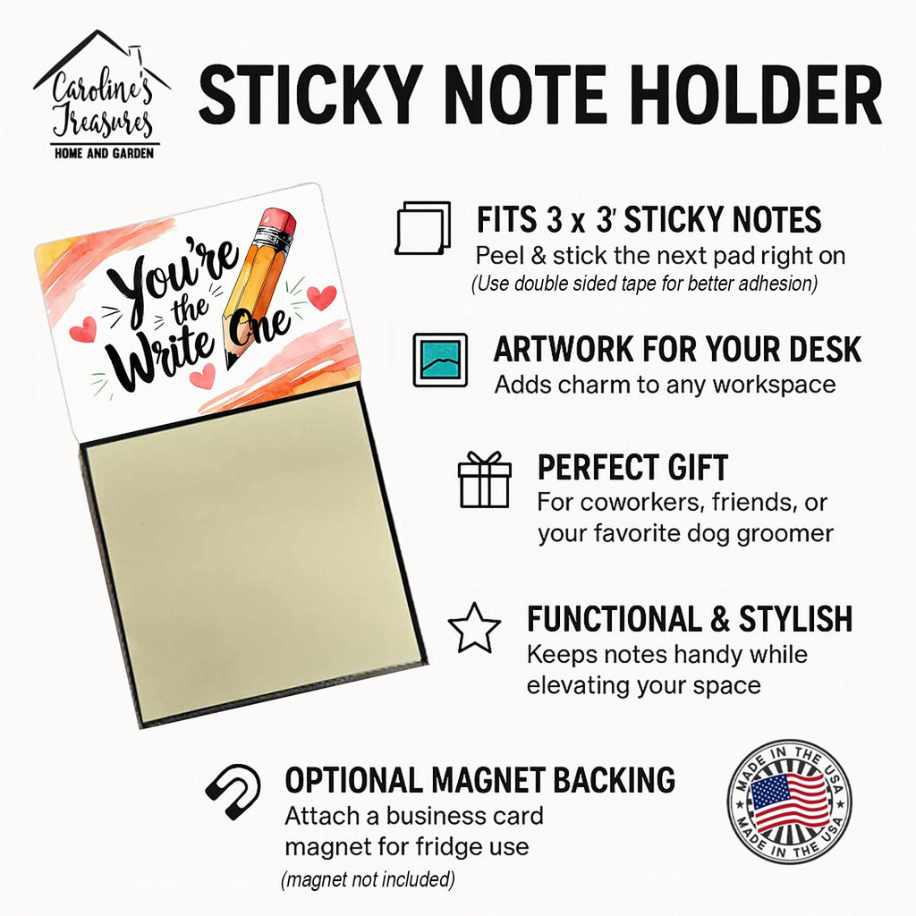 You're the Write One Funny Sticky Note Holder for Teacher's Gift Refillable with 3x3 Notes