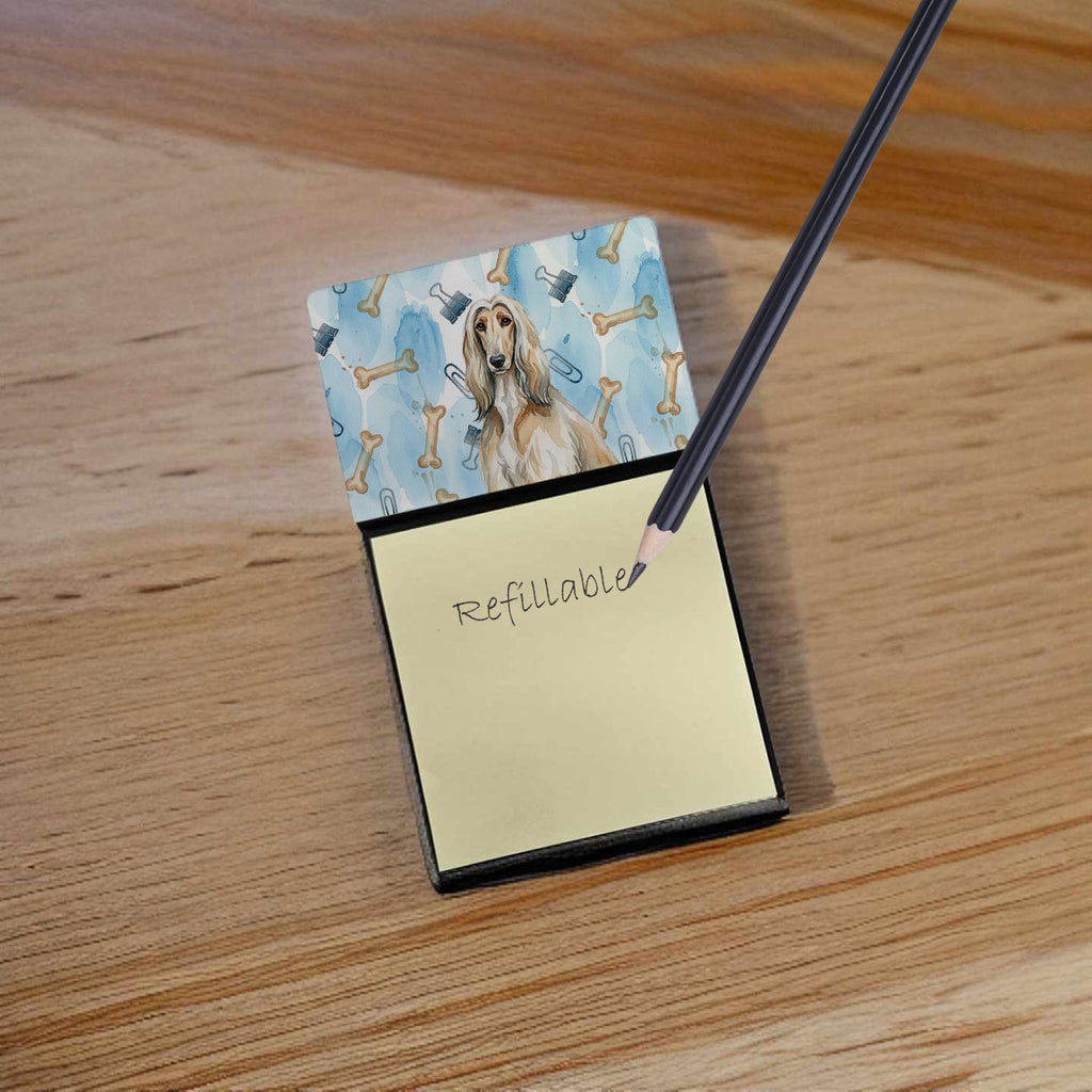 Afghan Hound Coworker Watercolor Sticky Note Holder Refillable Dispenser Desk Accessory 3x3 Pad Gift