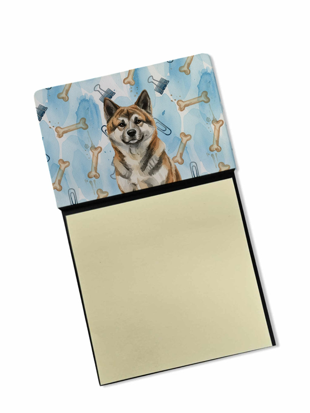 Brindle Akita Coworker Watercolor Sticky Note Holder Refillable Dispenser Desk Accessory 3x3 Pad Gift