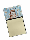 Red and White Alaskan Malamute Coworker Watercolor Sticky Note Holder Refillable Dispenser Desk Accessory 3x3 Pad Gift