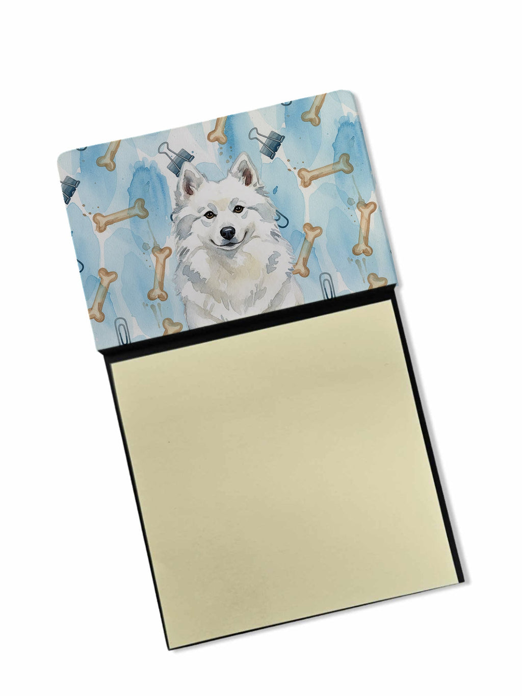 American Eskimo Coworker Watercolor Sticky Note Holder Refillable Dispenser Desk Accessory 3x3 Pad Gift