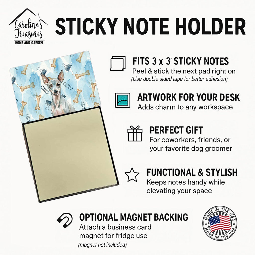 American Hairless Terrier Coworker Watercolor Sticky Note Holder Refillable Dispenser Desk Accessory 3x3 Pad Gift