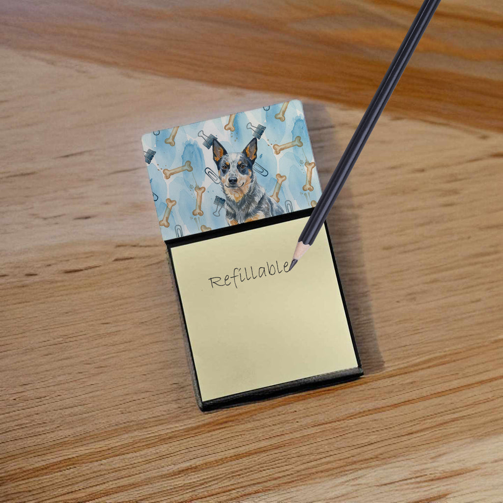 Blue Heeler Australian Cattle Dog Coworker Watercolor Sticky Note Holder Refillable Dispenser Desk Accessory 3x3 Pad Gift