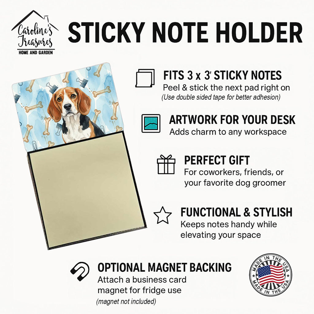 Beagle Coworker Watercolor Sticky Note Holder Refillable Dispenser Desk Accessory 3x3 Pad Gift
