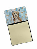 Brown Bearded Collie Coworker Watercolor Sticky Note Holder Refillable Dispenser Desk Accessory 3x3 Pad Gift