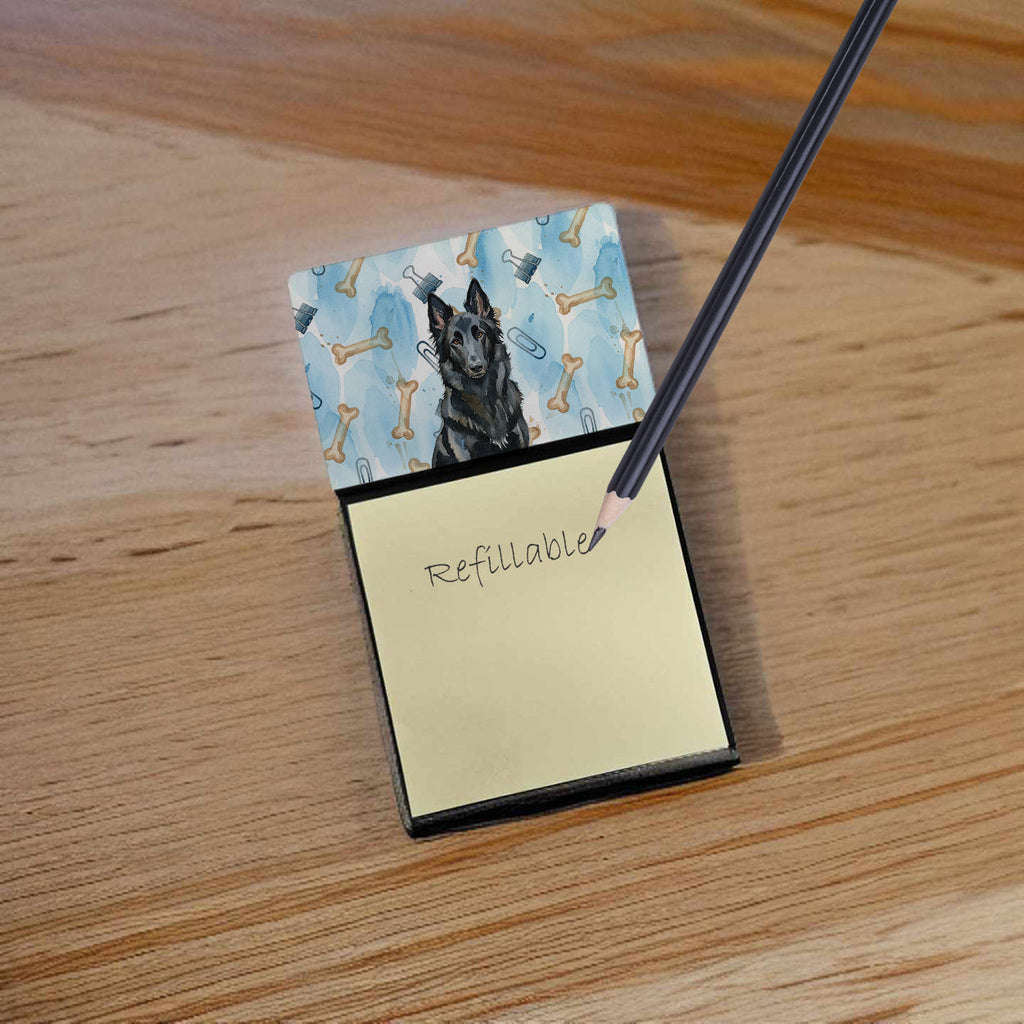 Belgian Sheepdog Groenendael Coworker Watercolor Sticky Note Holder Refillable Dispenser Desk Accessory 3x3 Pad Gift