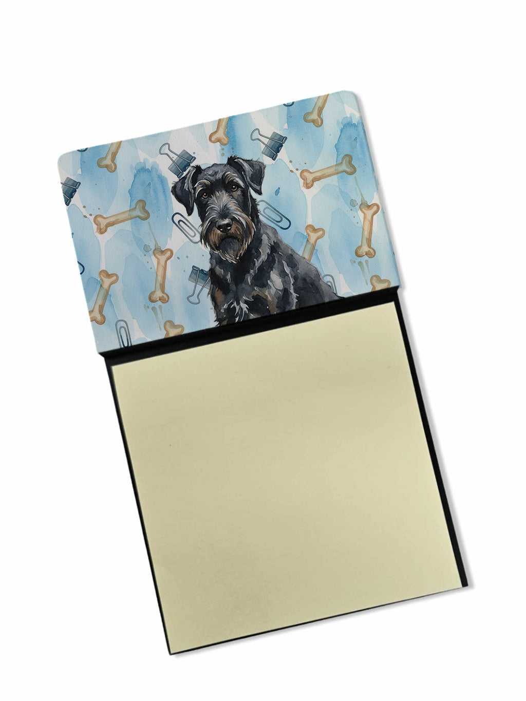 Black Russian Terrier Coworker Watercolor Sticky Note Holder Refillable Dispenser Desk Accessory 3x3 Pad Gift