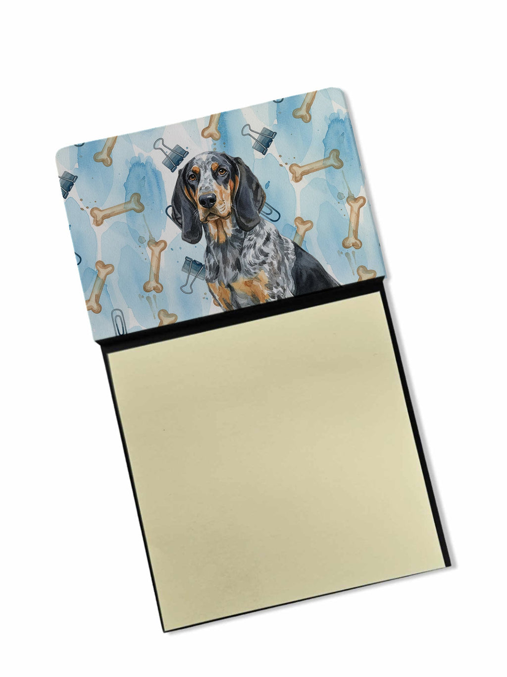 Bluetick Coonhound Coworker Watercolor Sticky Note Holder Refillable Dispenser Desk Accessory 3x3 Pad Gift