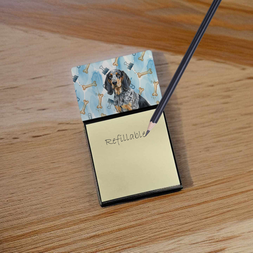 Bluetick Coonhound Coworker Watercolor Sticky Note Holder Refillable Dispenser Desk Accessory 3x3 Pad Gift