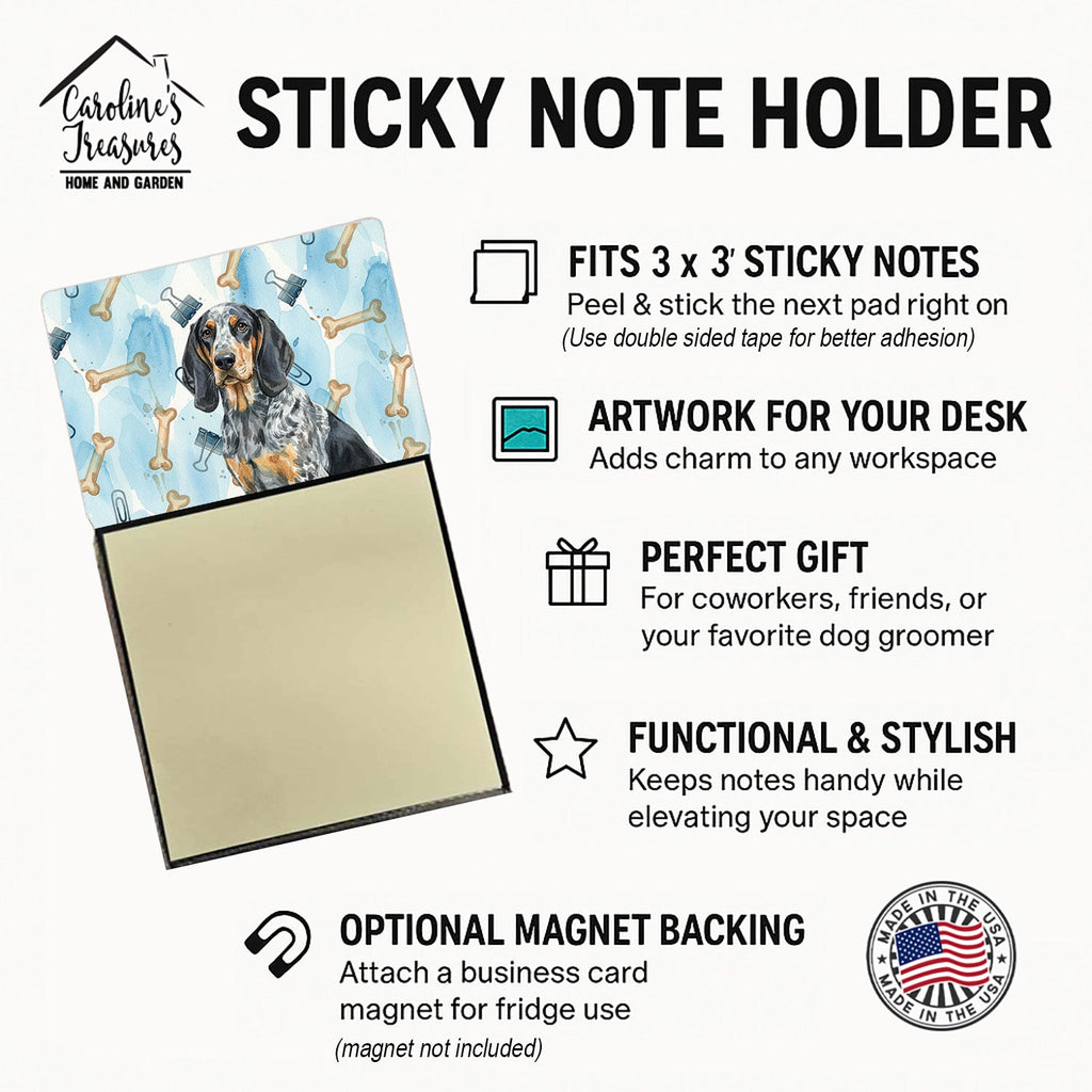 Bluetick Coonhound Coworker Watercolor Sticky Note Holder Refillable Dispenser Desk Accessory 3x3 Pad Gift