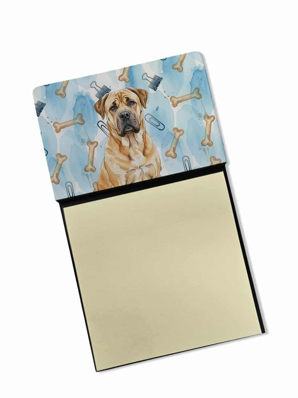 Fawn Boerboel Coworker Watercolor Sticky Note Holder Refillable Dispenser Desk Accessory 3x3 Pad Gift