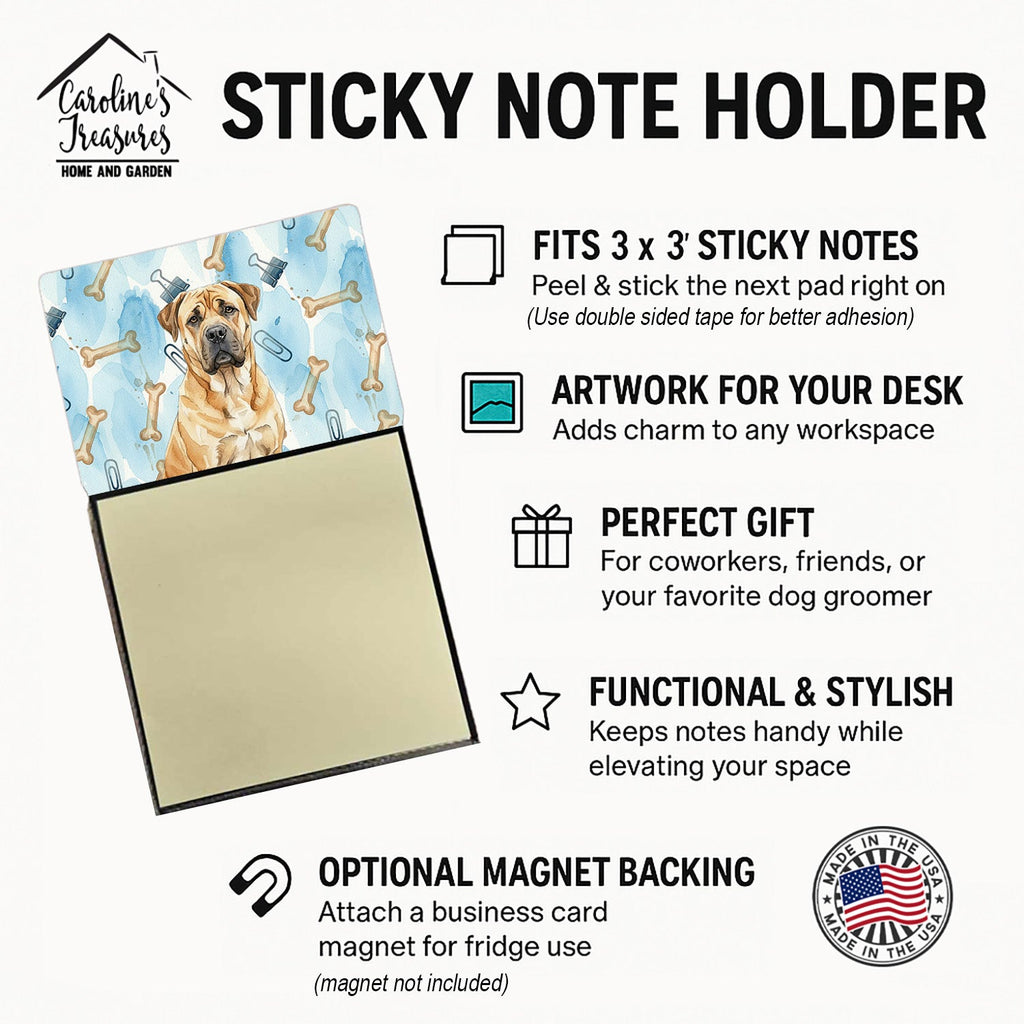 Fawn Boerboel Coworker Watercolor Sticky Note Holder Refillable Dispenser Desk Accessory 3x3 Pad Gift