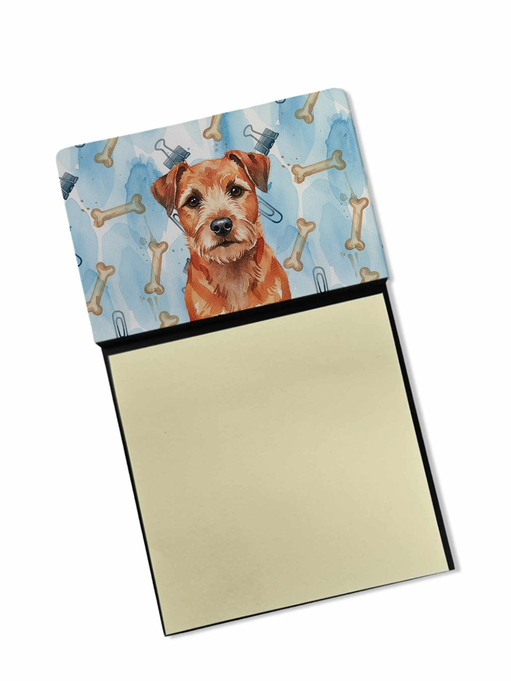 Red Border Terrier Coworker Watercolor Sticky Note Holder Refillable Dispenser Desk Accessory 3x3 Pad Gift