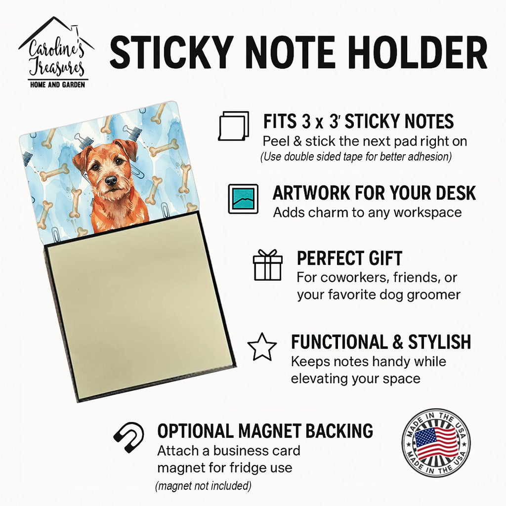 Red Border Terrier Coworker Watercolor Sticky Note Holder Refillable Dispenser Desk Accessory 3x3 Pad Gift