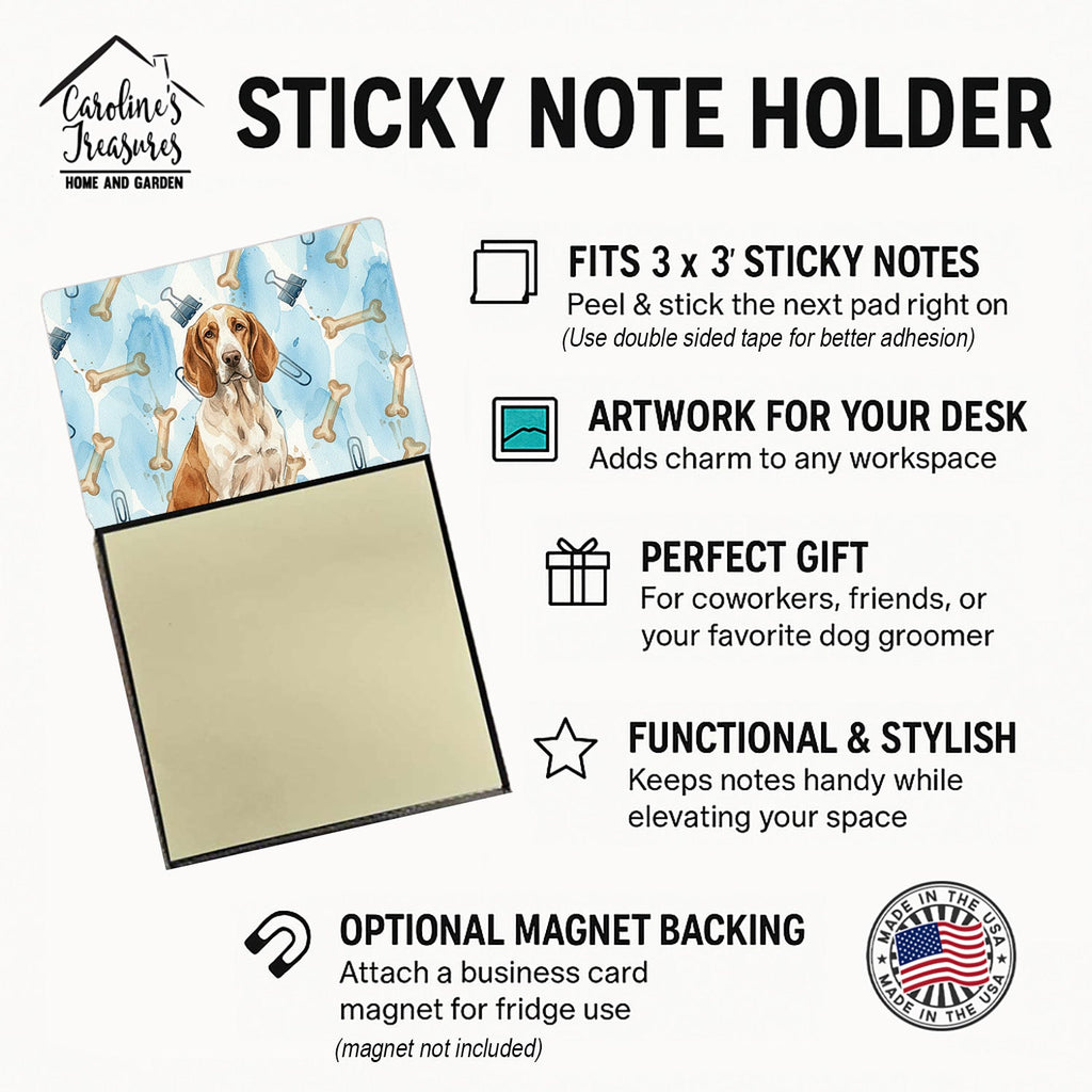 Bracco Italiano Coworker Watercolor Sticky Note Holder Refillable Dispenser Desk Accessory 3x3 Pad Gift